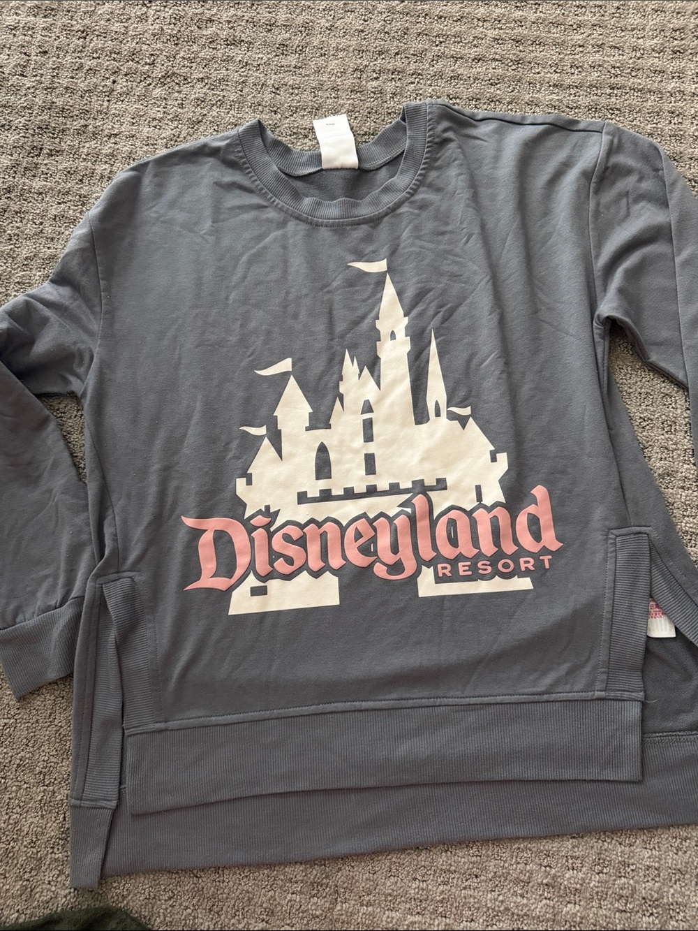 Disney Grey Pullover with Cream Castle and Pink Disneyland Logo
